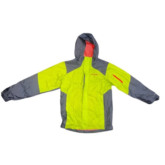 Columbia OMNI Tech Hood Rain Waterproof Jacket Youth 14/16 Lime Green Gray